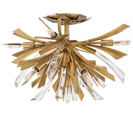 Vida Væglampe i stål og glas H43,8 cm 2 x E14 - Børstet guld/Klar