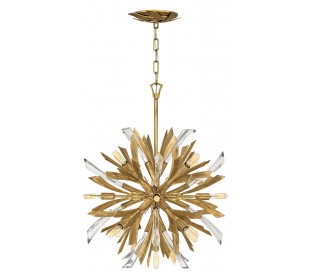 Vida Lysekrone i stål og glas Ø74 cm 6 x E14 - Børstet guld/Klar