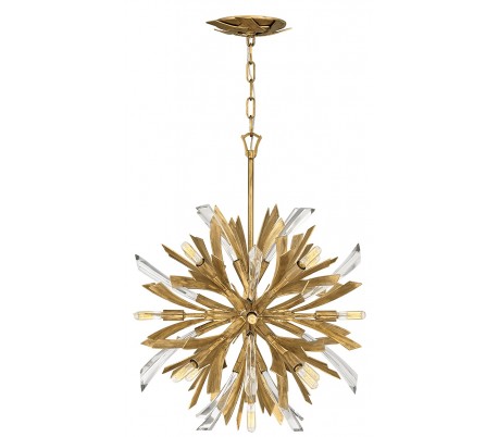 Vida Lysekrone i stål og glas Ø74 cm 6 x E14 - Børstet guld/Klar