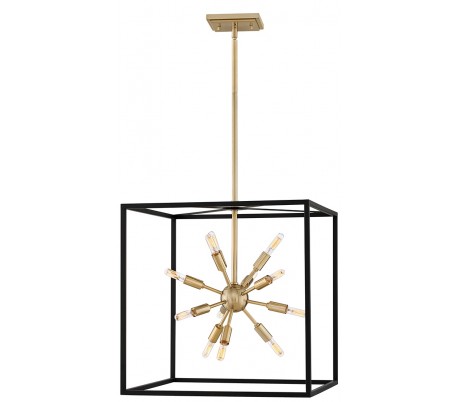 Vida Lysekrone i stål og glas Ø56 cm 13 x E14 - Børstet guld/Klar