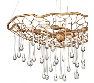 Ensemble Lysekrone i stål 156 x 19 cm 6 x E27 - Børstet bronze 2