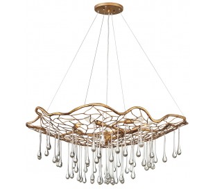 Laguna Lysekrone i stål og glas Ø66 cm 4 x E14 - Brændt guld/Klar