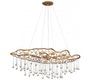 Laguna Lysekrone i stål og glas Ø91 cm 6 x E14 - Brændt guld/Klar