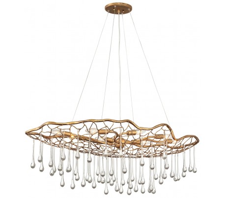 Laguna Lysekrone i stål og glas Ø91 cm 6 x E14 - Brændt guld/Klar