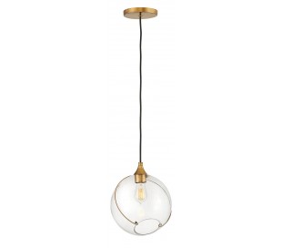 Elroy Loftlampe i stål og glas Ø24,8 cm 1 x E27 - Børstet nikkel/Klar rillet