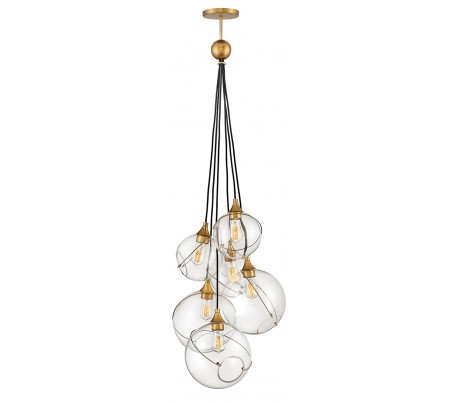 Skye Loftlampe i stål og glas Ø27,4 cm 1 x E27 - Antik messing/Klar