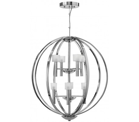 Mondo Lysekrone i stål og glas Ø45,7 cm 3 x G9 LED - Poleret krom/Frostet hvid