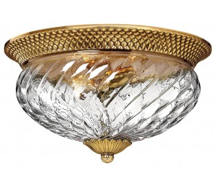 Plantation Plafond i stål og glas Ø30,5 cm 2 x E27 - Børstet messing/Klar