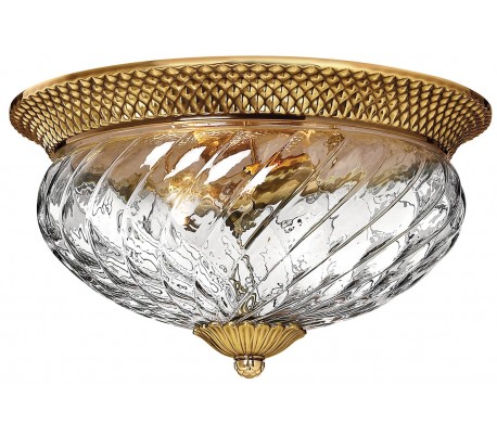 Plantation Plafond i stål og glas Ø30,5 cm 2 x E27 - Børstet messing/Klar