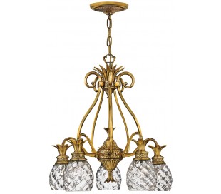 Plantation Plafond i stål og glas Ø36,1 cm 3 x E27 - Børstet messing/Klar