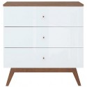 Heda sideboard i fyrretræ, mdf og finér B150 cm - Brun/Hvid højglans