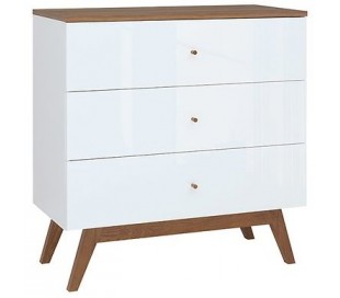 Heda sideboard i fyrretræ, mdf og finér B150 cm - Brun/Hvid højglans