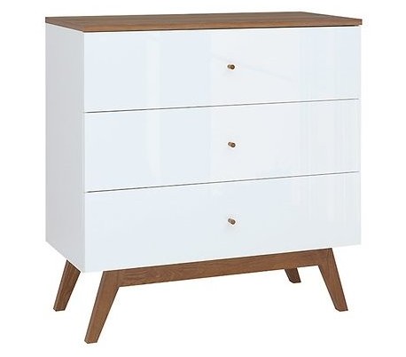 Heda sideboard i fyrretræ, mdf og finér B150 cm - Brun/Hvid højglans