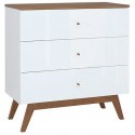 Heda sideboard i fyrretræ, mdf og finér B150 cm - Brun/Hvid højglans