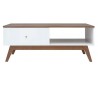Heda sofabord i fyrretræ, mdf og finér 110,5 x 60 cm - Hvid/Brun/Hvid højglans