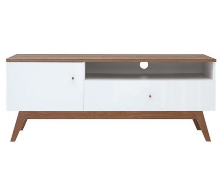 Heda sofabord i fyrretræ, mdf og finér 110,5 x 60 cm - Hvid/Brun/Hvid højglans