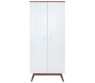 Heda sideboard i fyrretræ, mdf og finér B150 cm - Hvid/Brun/Hvid højglans