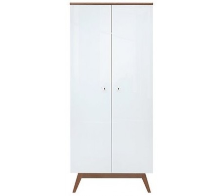 Heda sideboard i fyrretræ, mdf og finér B150 cm - Hvid/Brun/Hvid højglans