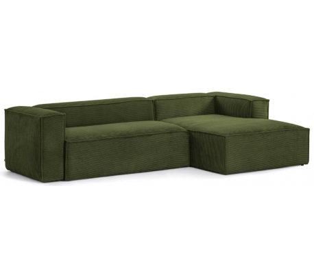 Blok højrevendt chaiselong sofa i velour ripcurl 300 x 174 cm - Grå