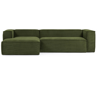 Blok højrevendt chaiselong sofa i velour ripcurl 300 x 174 cm - Grøn 2