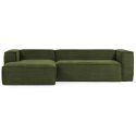 Blok højrevendt chaiselong sofa i velour ripcurl 300 x 174 cm - Grøn
