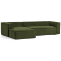 Blok højrevendt chaiselong sofa i velour ripcurl 300 x 174 cm - Grøn