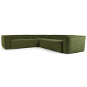 Blok hjørnesofa i velour ripcurl 320 x 230 cm - Grøn
