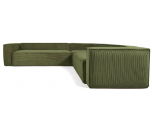 Blok hjørnesofa i velour ripcurl 290 x 290 cm - Grøn 2