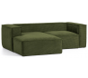 Blok venstrevendt chaiselong sofa i velour ripcurl 240 x 174 cm - Grøn