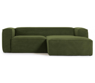 Blok venstrevendt chaiselong sofa i velour ripcurl 240 x 174 cm - Grøn 2