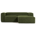 Blok venstrevendt chaiselong sofa i velour ripcurl 240 x 174 cm - Grøn