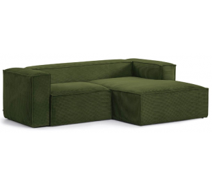 Blok venstrevendt chaiselong sofa i velour ripcurl 240 x 174 cm - Grøn