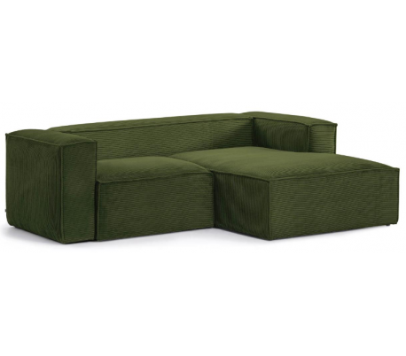 Blok venstrevendt chaiselong sofa i velour ripcurl 240 x 174 cm - Grøn
