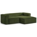 Blok venstrevendt chaiselong sofa i velour ripcurl 240 x 174 cm - Grøn
