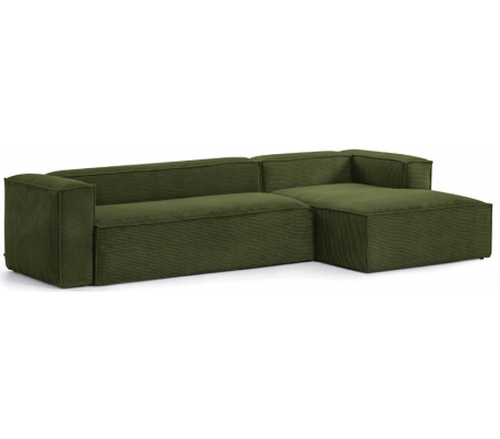 Blok højrevendt chaiselong sofa i velour ripcurl 330 x 174 cm - Grå