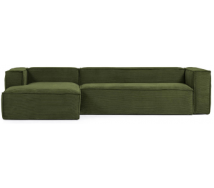 Blok højrevendt chaiselong sofa i velour ripcurl 330 x 174 cm - Grøn 2
