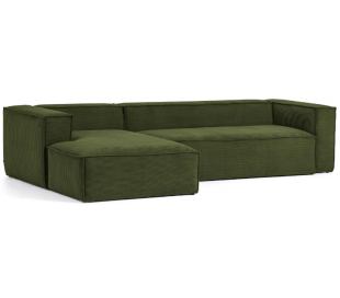 Blok højrevendt chaiselong sofa i velour ripcurl 330 x 174 cm - Grøn