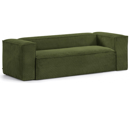 Blok 3-personers sofa i velour ripcurl B240 cm - Grå