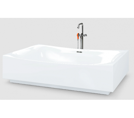 WASH ME fritstående badekar 220 x 85 cm Akryl - Hvid