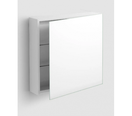 MATCH ME venstrevendt spejlskab 70 x 70 cm - Hvid højglans/Klar