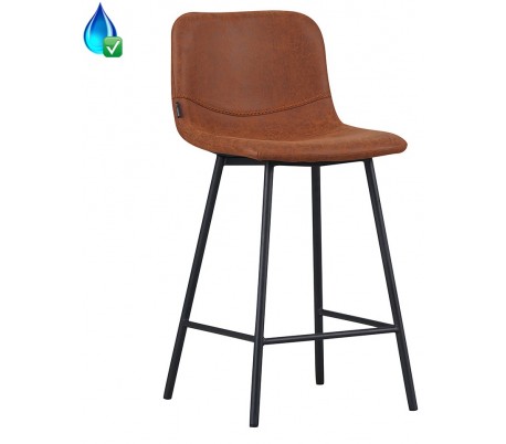 Mikky Barstol i øko-læder H96 - 107 cm - Sort/Vintage antracit