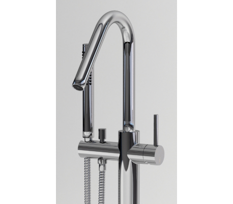 XO 8 Gulv armatur til badekar H104 cm - Krom