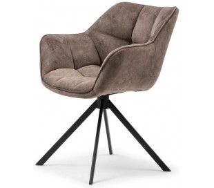 Carnaby rotérbar spisebordsstol i linned og metal H80 cm - Sort/Sand 2