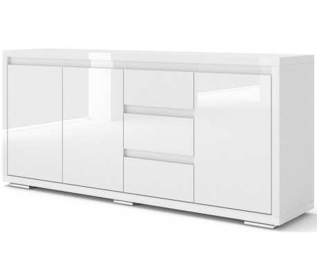 Nordic sideboard i mdf og finér B133 cm - Hvid højglans