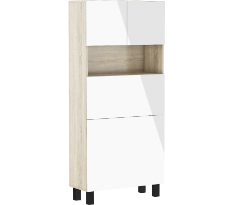 Homi skrivebordsskab i møbelplade H175 cm - Bøg/Hvid højglans