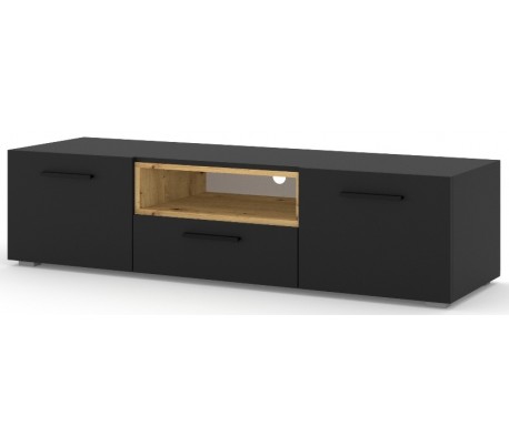 Mondi tvbord i møbelplade og mdf B188 cm - Sort/Hvid