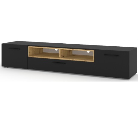 Anette tvbord i møbelplade og mdf B151 cm - Sort/Vild eg