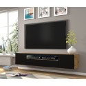 Aura tvbord i møbelplade B150 cm - Mat sort/Vild eg