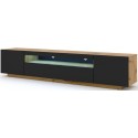 Aura tvbord i møbelplade B150 cm - Mat sort/Vild eg