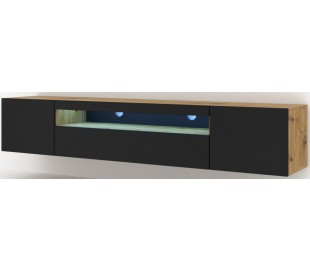 Aura tvbord i møbelplade B150 cm - Mat sort/Vild eg 2